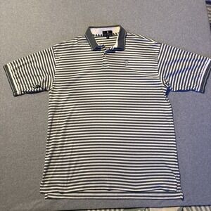 TWINHILL Golf Company Men's XL Gray White Striped Polo‎ Very Good Cond.
